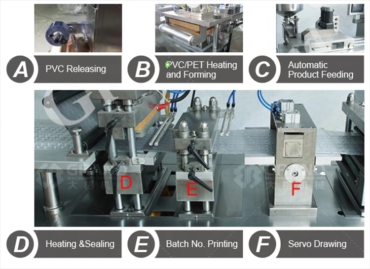 Effervescent Tablet Capsule Pill Flat Plate Strip Sealing Alu PVC Forming Blister Packing Machine